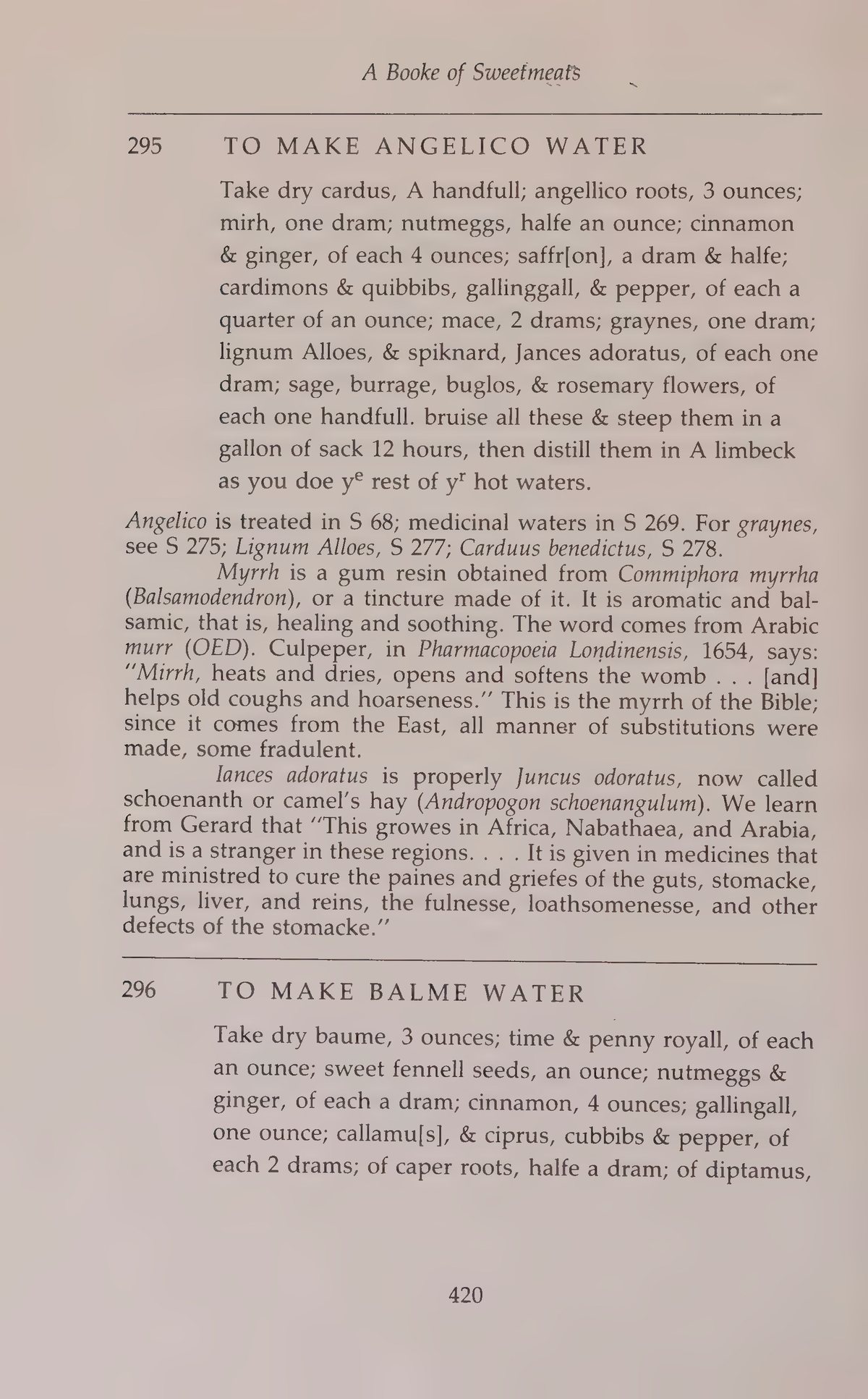 Printed page 420 containing Angelico Water and Balme Water